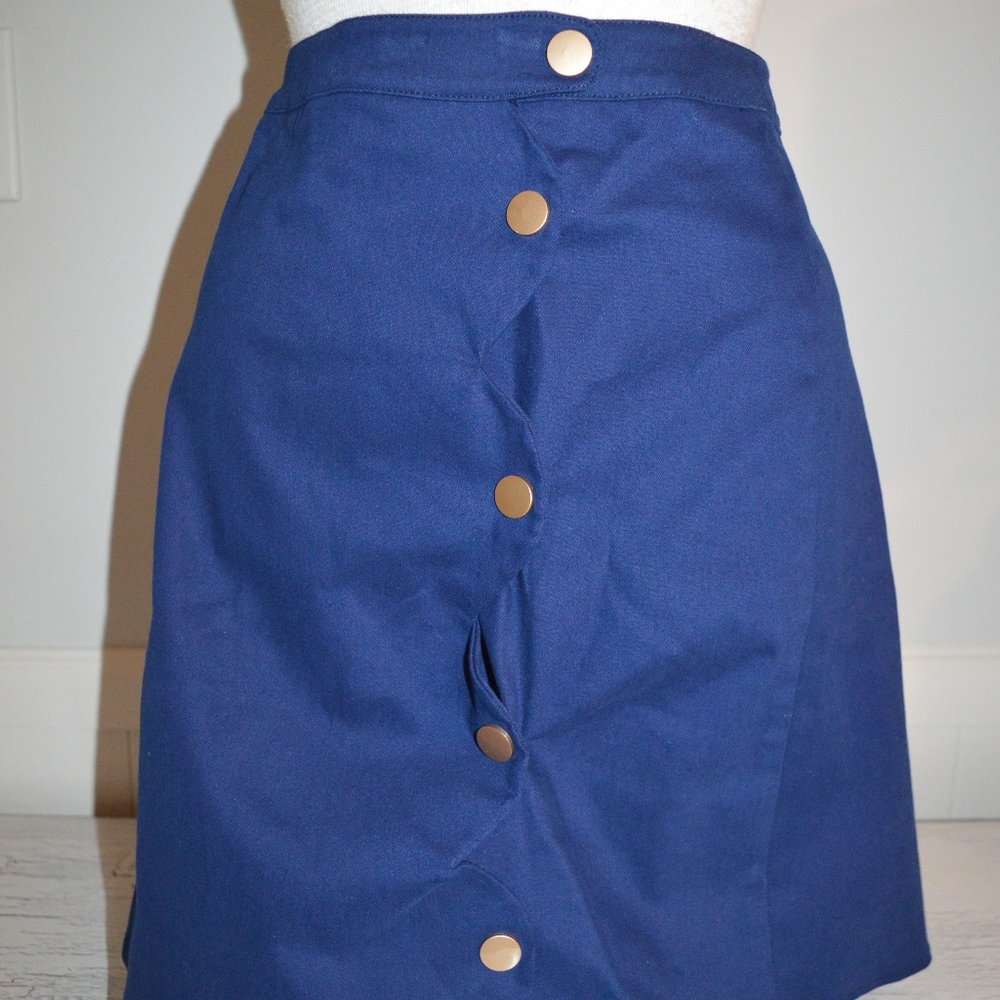 L Harper Navy mini A-line skirt